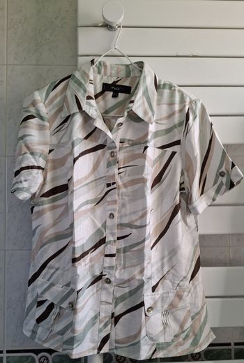 Chemise manches courtes - Couleur Kaki - Beige rosé - Blanc