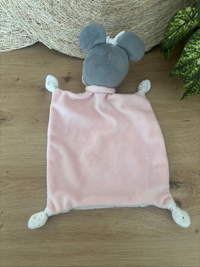 Doudou plat minnie rose blanc gris étoile Disney nicotoy - photo numéro 3