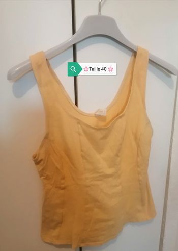 🌸Top crop jaune bi matière péplum Taille 40 "Etam" 🌸