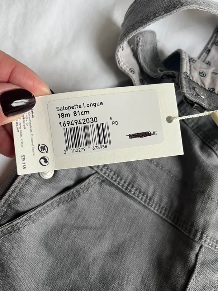 Salopette jean gris Petit Bateau neuf avec étiquette - photo numéro 4