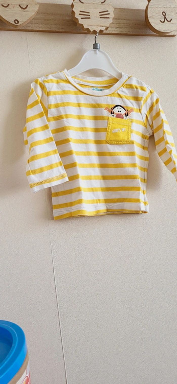 Maillot longues manches Disney tigrou jaune blanc 6 mois - photo numéro 2