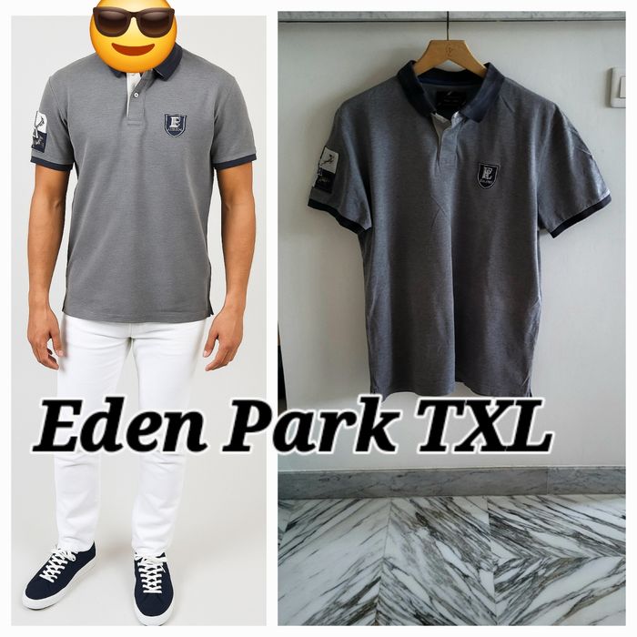 Eden Park Polo MC TXL -Coupe Droite-Marine&Gris en 100%Coton piqué en TBE
