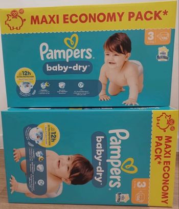 Pampers Baby-Dry Taille 3 – XXL Pack 136 couches neuves