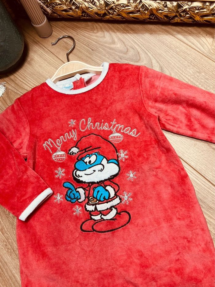 Taille 12 mois pyjama de Noël velours garçon schtroumpfs rouge * Christmas * 💙 - photo numéro 3