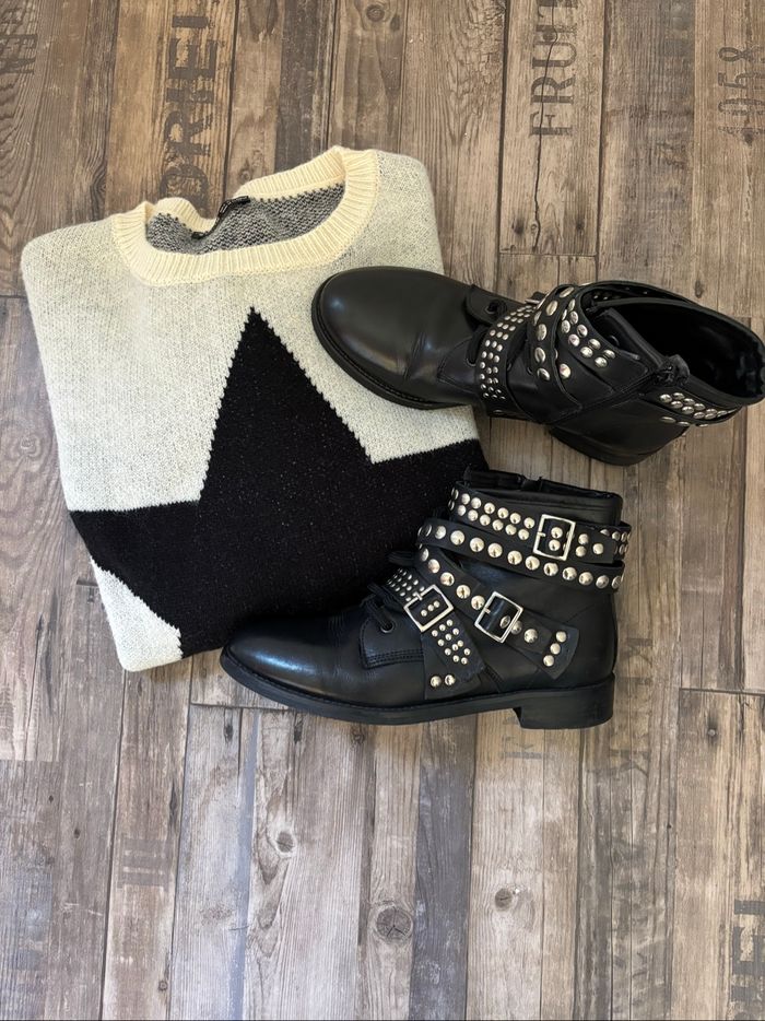 Bottines cloutées argentées Eden Shoes pointure 37