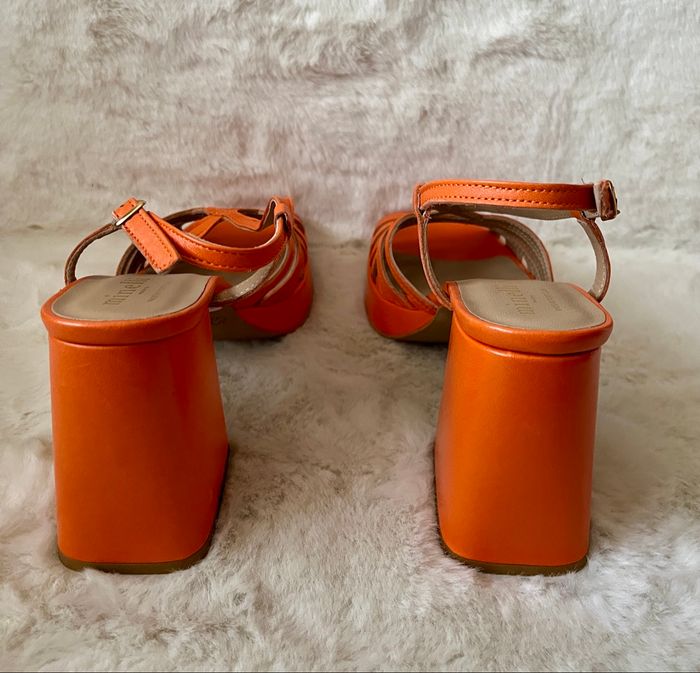 Sandales oranges en cuir avec bride Minelli, talons 10 cm, pointure 39 - photo numéro 4