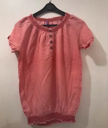 Haut fille gémo manches courtes rouge et blanc taille  14ans