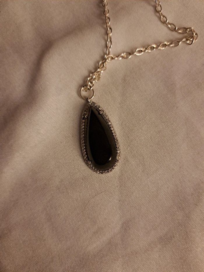 Collier argenté acier inoxydable avec pendentif forme gouttes - photo numéro 3