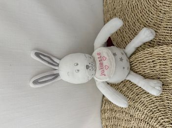 Doudou - Lapin blanc avec son bavoir - DMC