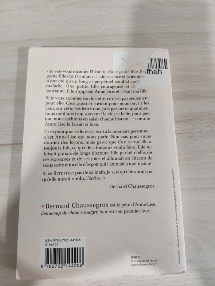 Livre beaucoup de chance malgré tout combat bouleversant d'une enfant Chaussegros - photo numéro 5