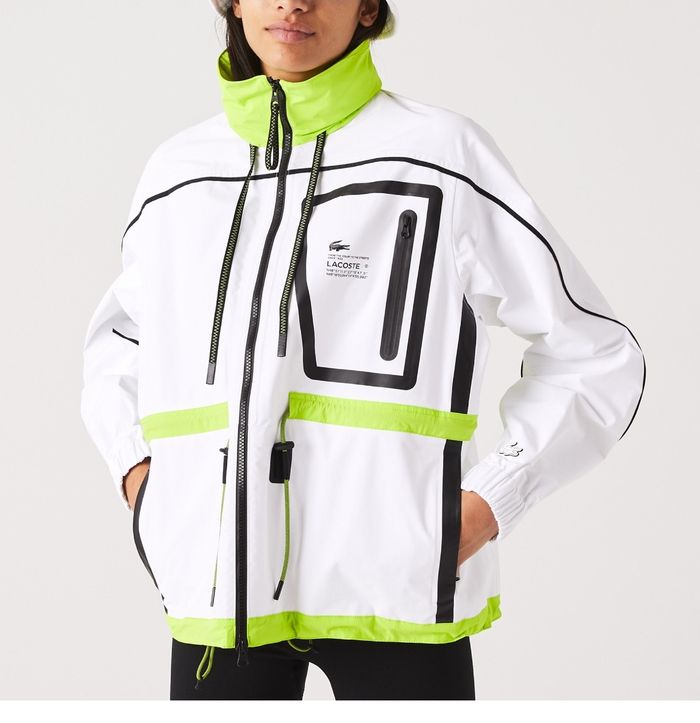 Veste coupe vent Lacoste xs 34 s 36 jaune fluo blanche - photo numéro 1