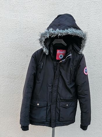 Parka noir à capuche Aéropilote 14 ans