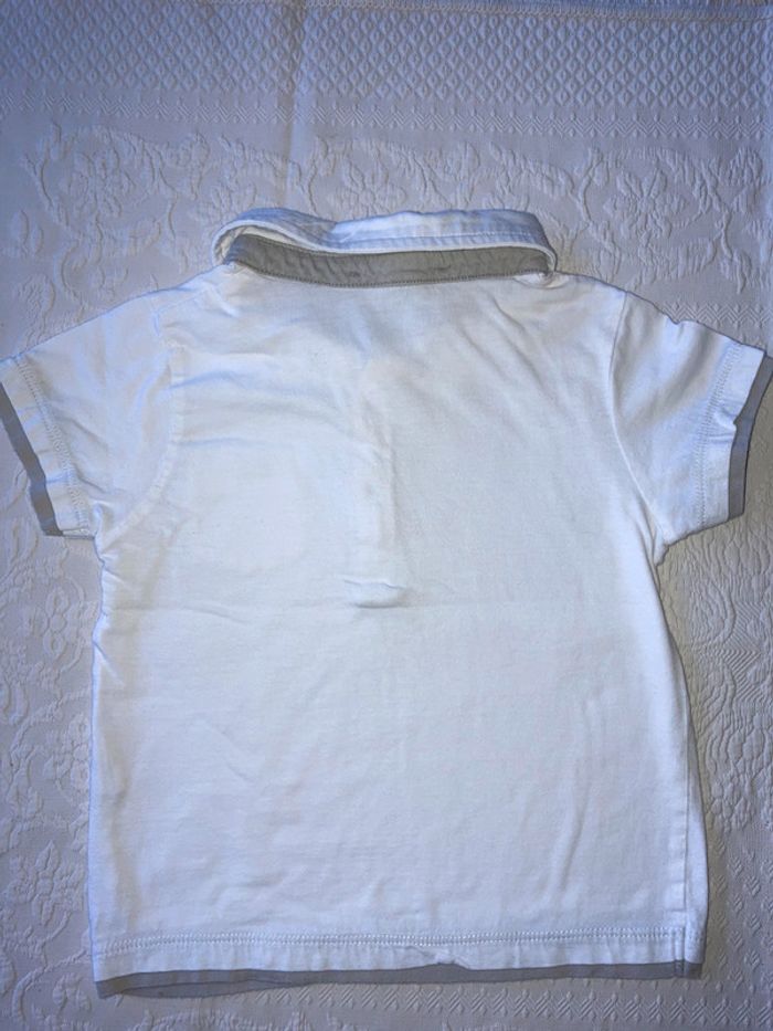 Polo blanc bordé gris 3 ans Mes Petits Cailloux - photo numéro 2