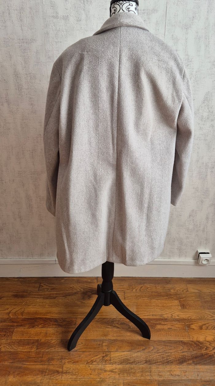 Manteau femme Camaïeu gris motif chevron taille 44 XXL - photo numéro 3