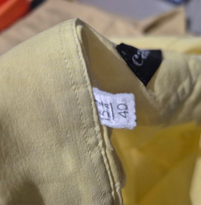 Chemise homme manches longues jaune cacharel taille 40cm - photo numéro 4