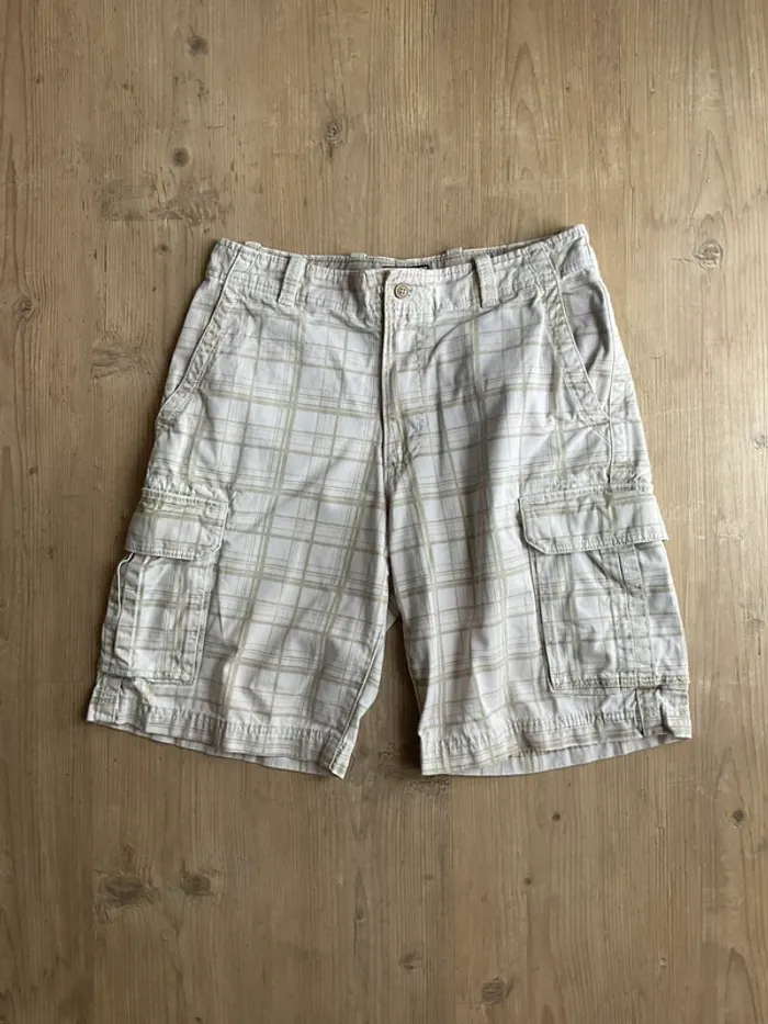 Short cargo crème à carreaux beiges pour homme Izod taille W32 FR42 455