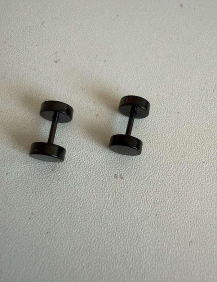Boucles d’oreilles homme acier inoxydable noir ronde simple - photo numéro 7
