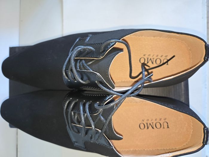 Chaussure derbie  noir daim uomo design  neuve - photo numéro 7