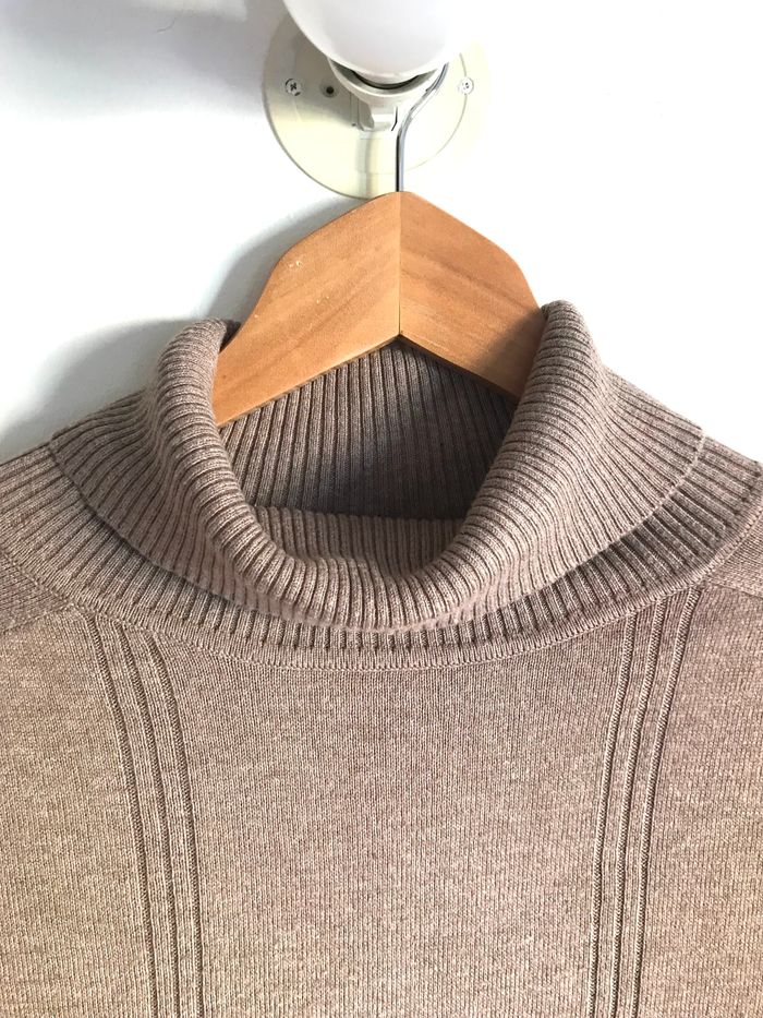Pull long col roulé marron clair Carnet de vol taille L - photo numéro 4