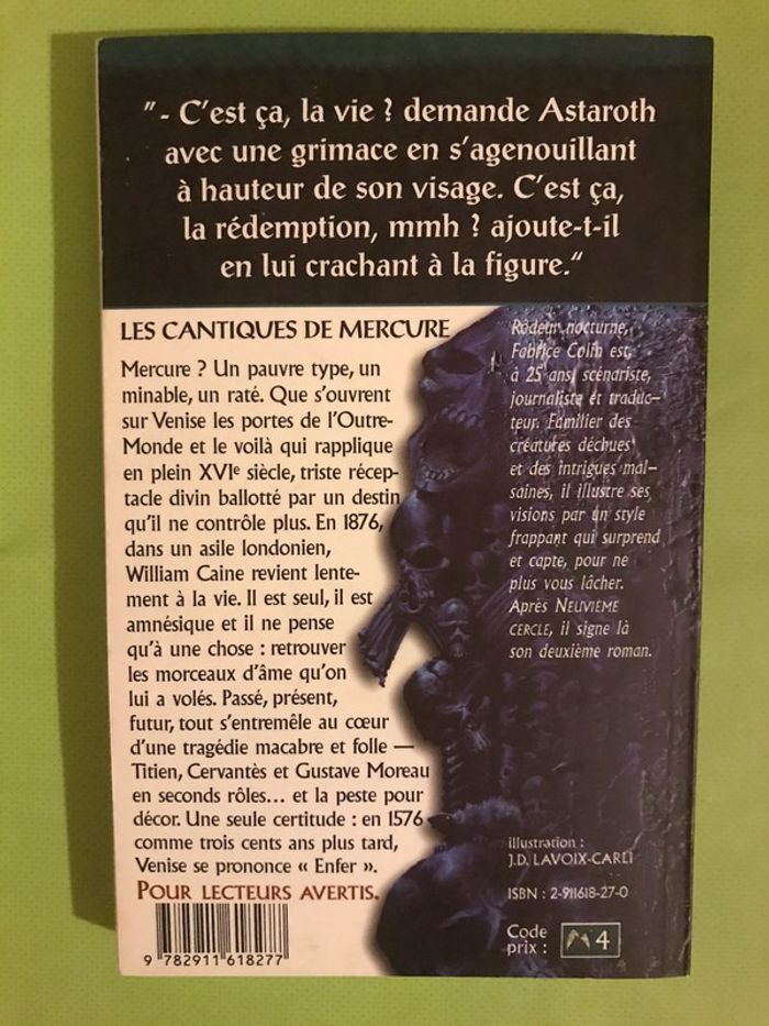 Livre « Les cantiques de Mercure » de Fabrice Colin - photo numéro 2