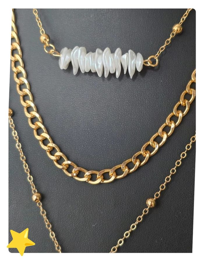Ensemble 3 collier acier inoxydable dorée - photo numéro 3