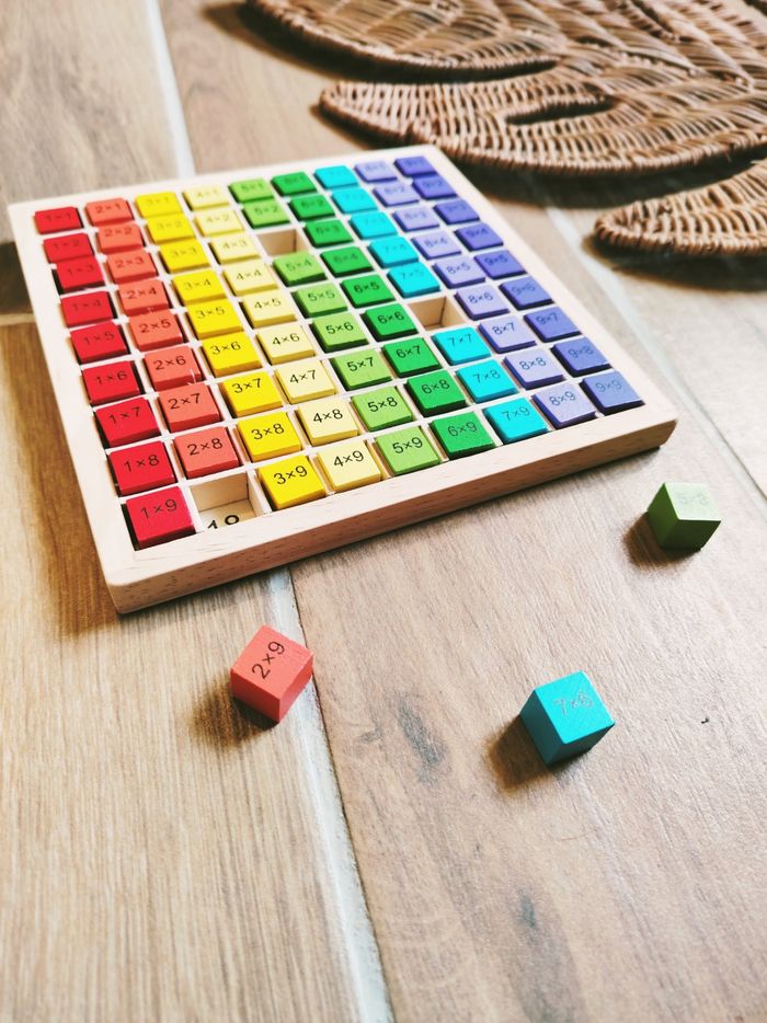 🔢Coffret en bois chiffres multicolores j'apprends les multiplication/mathematiques - photo numéro 2