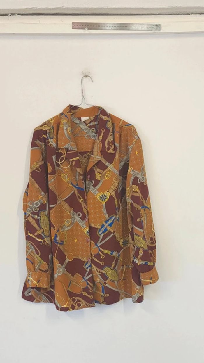 Jolie chemise vintage fluide et légère motifs chaines - photo numéro 7