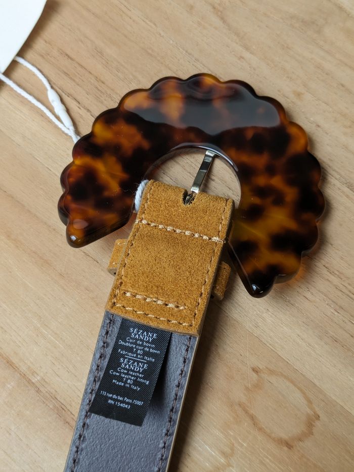 Ceinture en croûte de cuir Sezane colori tabac écaille T80 - photo numéro 8