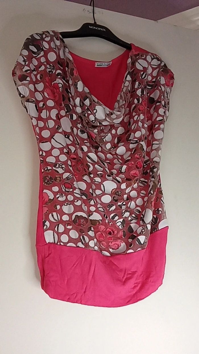 Débardeur Rose à Motifs transparence - Made in Italie - Taille M