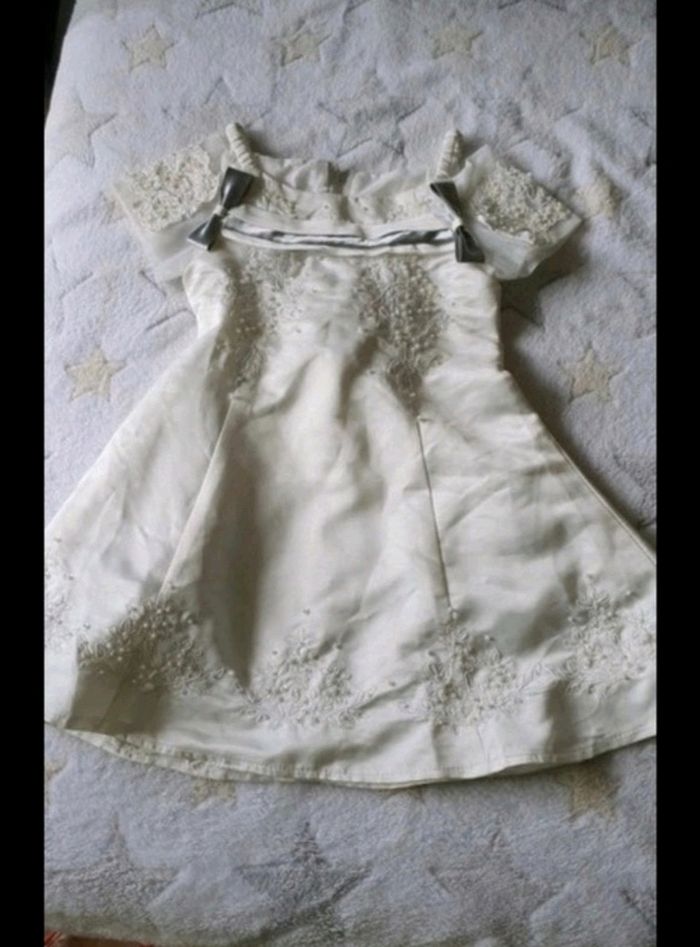 Robe cérémonie 12 mois écru perles