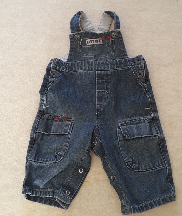 Salopette Jean Navy dpt – Grain de blé – 6 mois