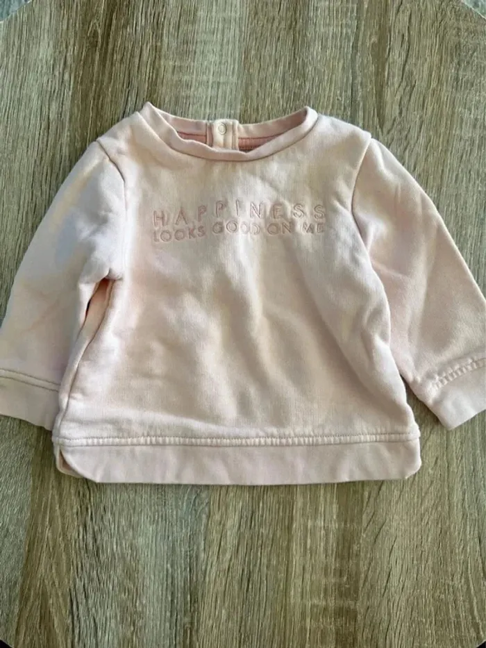 Sweat pull rose pale 6 mois 68 cm - photo numéro 2