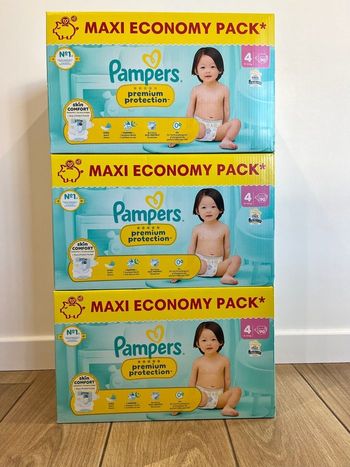 🔹 3 Packs Pampers Premium Protection Taille 4 Maxi Economy – 270 couches – Neufs scellés