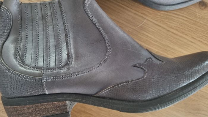 Boots neuves cuir 40 unisexe femme homme gris cuir superbe - photo numéro 4