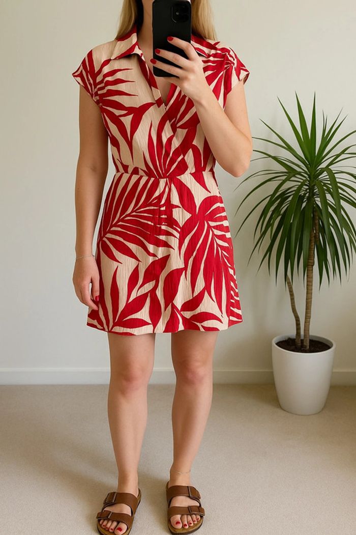 Robe midi fleurie rose - Mango - Taille S