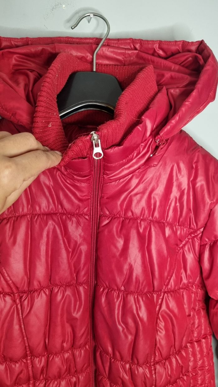 Manteau doudoune rouge matelassé avec capuche taille L - photo numéro 3
