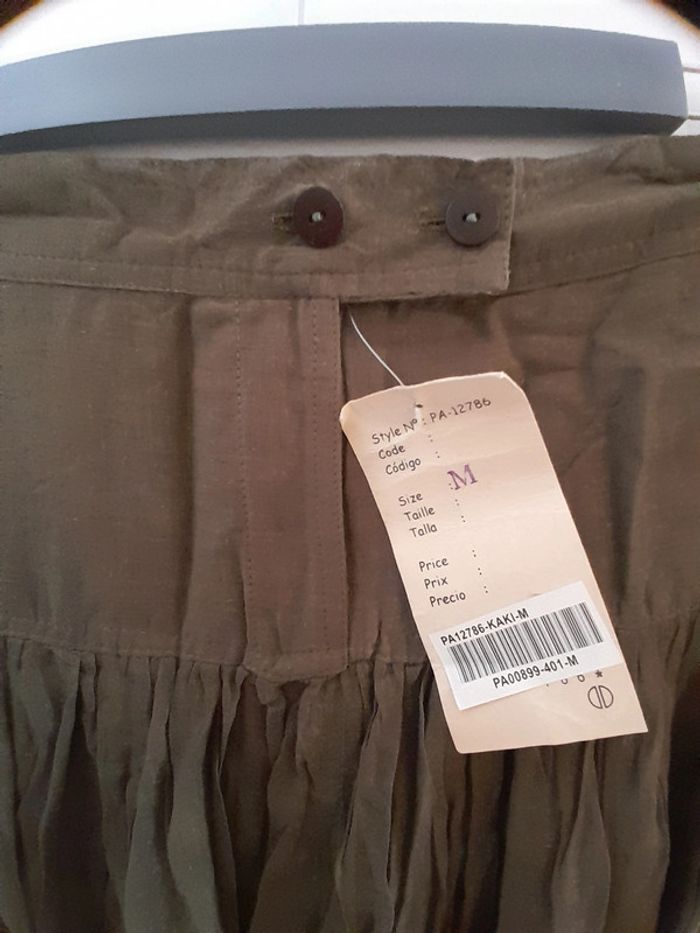 Pantalon ample,taille haute, couleur kaki, style boho, taille M - photo numéro 3