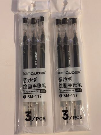 6 stylos gel Languo noirs 