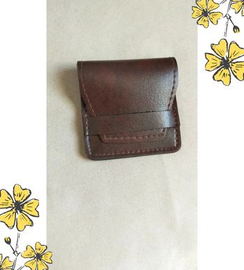 Mini porte-monnaie en cuir marron – Fait main