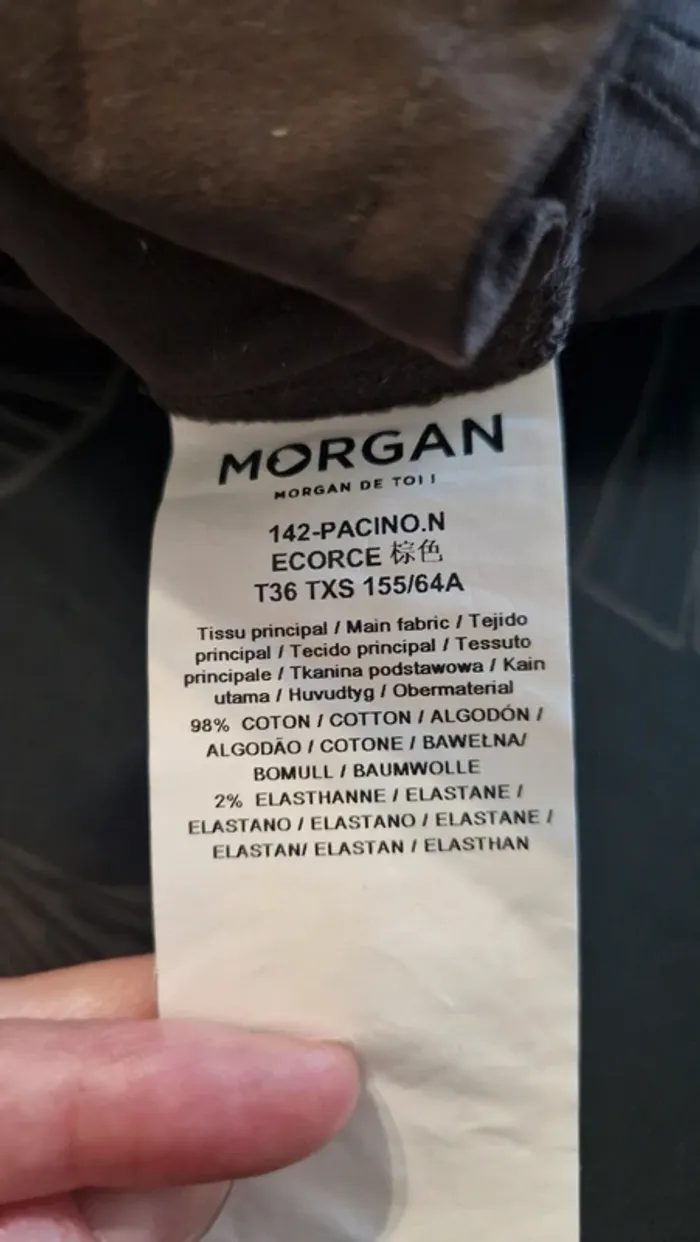 Pantalon Morgan 36 XS couleur marron ecorce - photo numéro 5