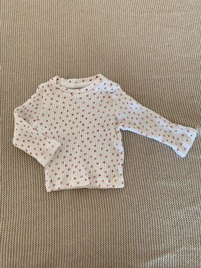 T shirt manches longues côtelé blanc 50 cm