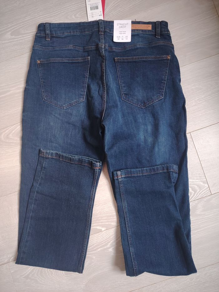 Jean droit bleu foncé taille haute - photo numéro 4