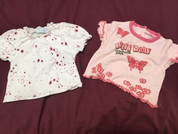 Lot de deux t-shirt rose et blanc 6 mois