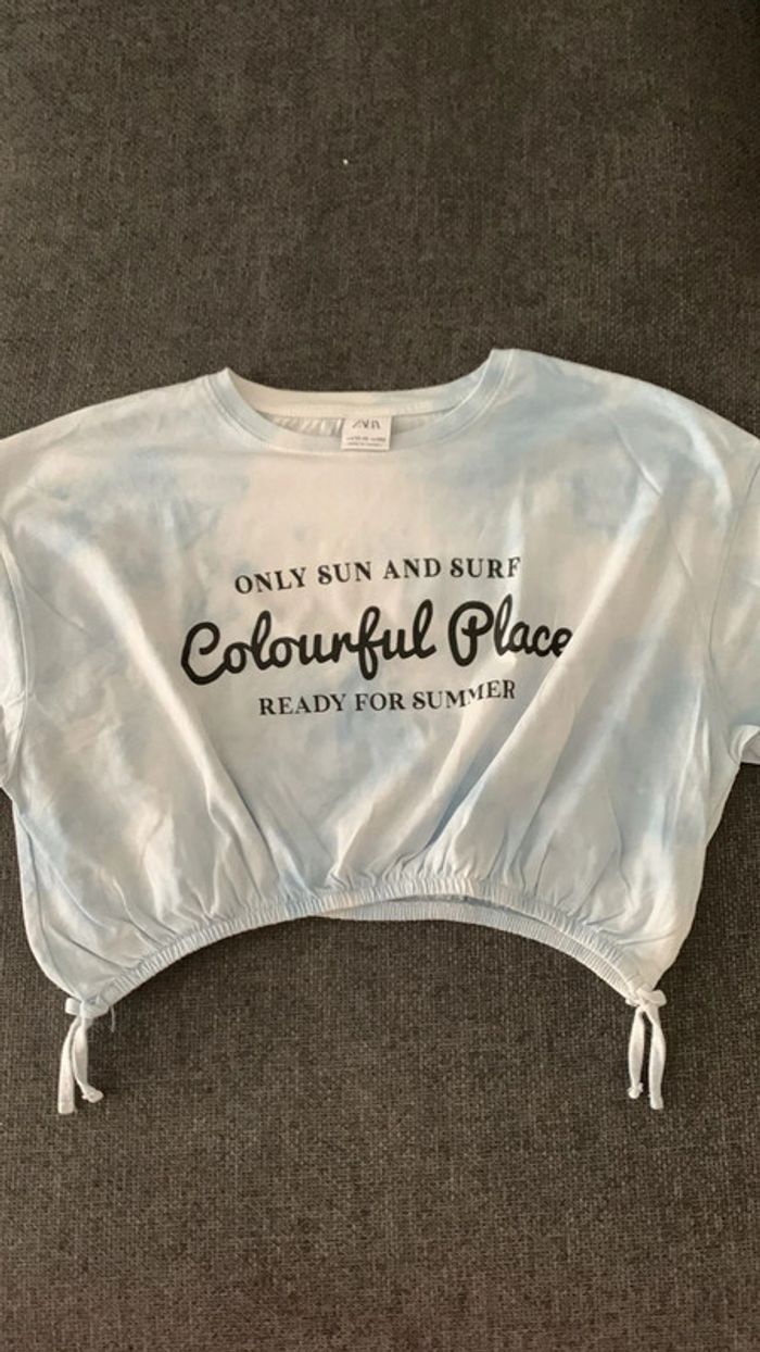 Crop top bleu ciel dégradé - photo numéro 3
