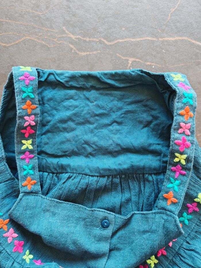 Robe verte brodée de fleurs DPAM 6 ans - photo numéro 6