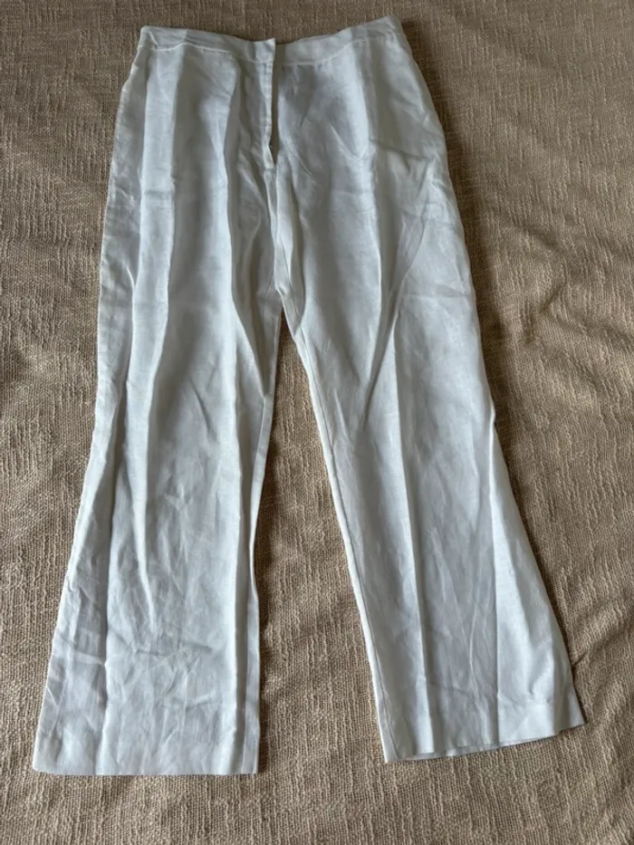 Ensemble Promod blanc – Veste & pantalon 100 % lin – Taille 38 - photo numéro 6