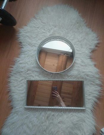 Lot 2 plateaux métal blanc avec miroir TBE 🎍