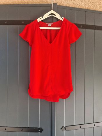 Blouse manches courtes rouge cerise h&m