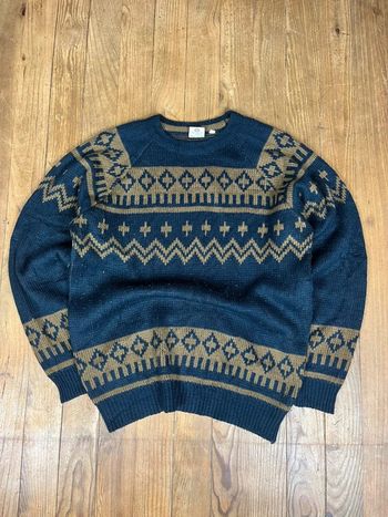 Pull maille vintage Clock House motifs rayures marine L