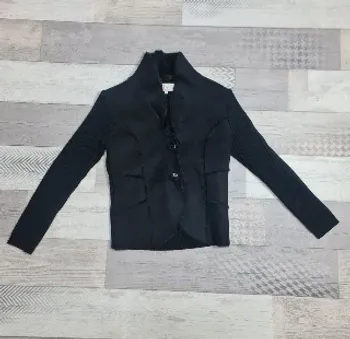 Veste Gilet Noir Affinités Armand Thiery T1 Manches Tricot Fausse Fourrure Élégant